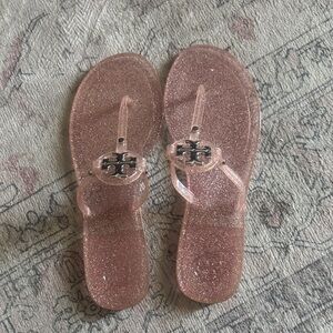 Tory Burch Pink Glitter Jelly Thong Sandals